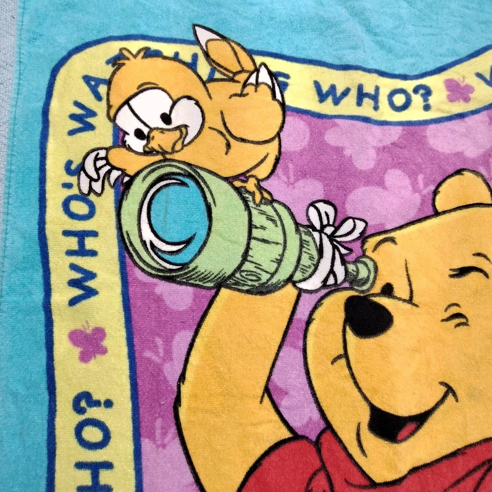 Winnie the Pooh Disney beach towel Who's Watching Who? 100% cotton FLAWS